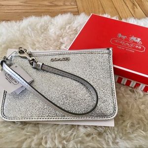 Brand New Silver Sparkle Coach Wristlet